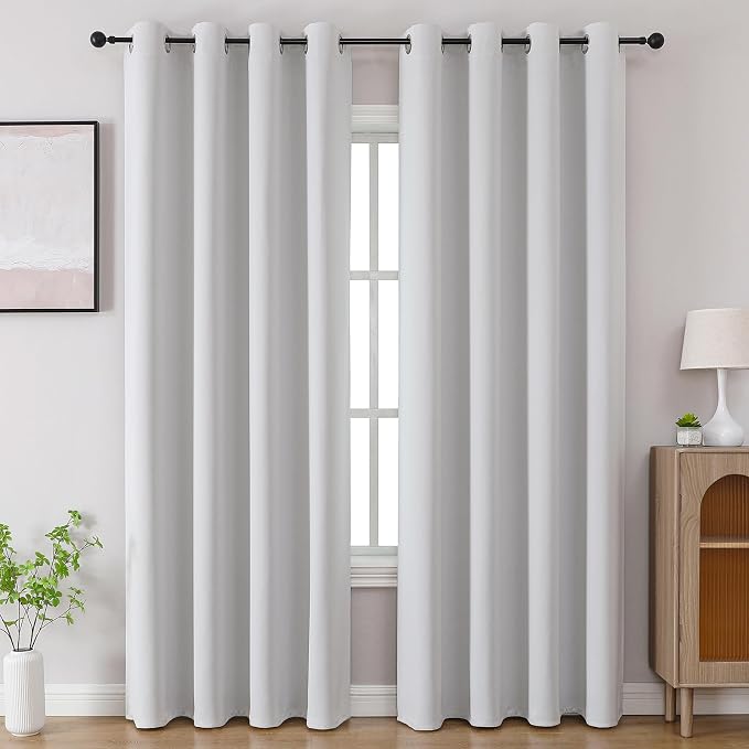 CUCRAF Grayish White Blackout Curtains 45 inch Length 2 Panels Set, Room by CUCRAF