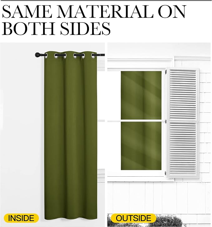 NICETOWN Olive Green Blackout Curtains 102 inches Length - Image 5