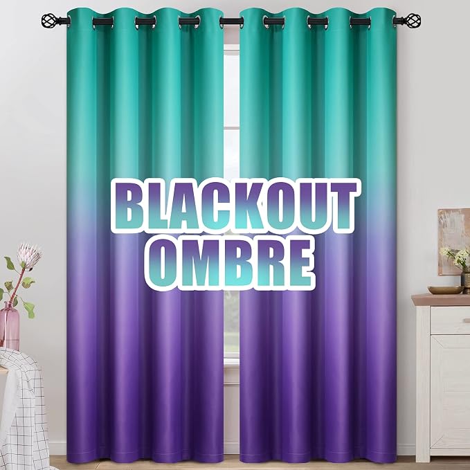 COSVIYA Grommet Ombre Room Darkening Curtains 96 inches Long by COSVIYA