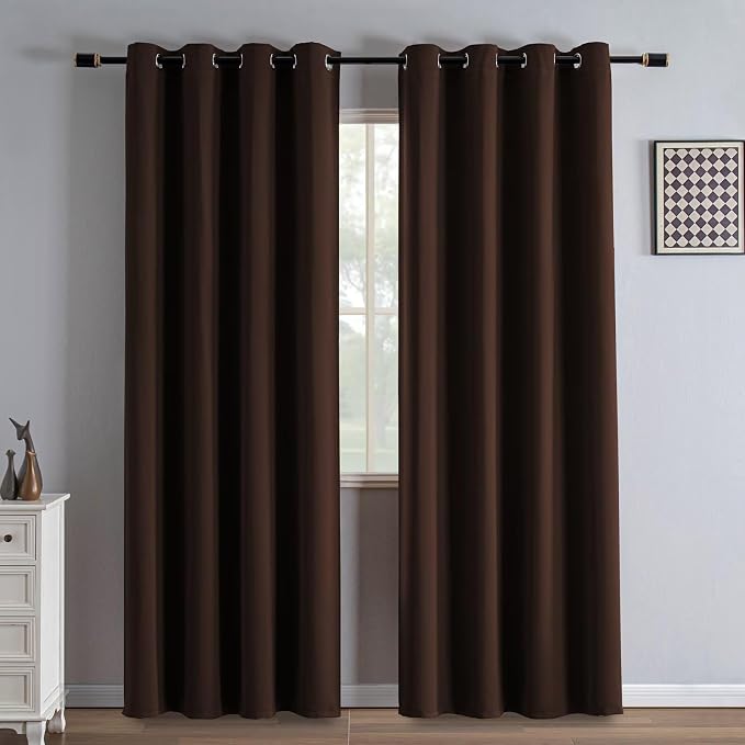 IGEMAEVE Blackout Curtains for Bedroom Rod Pocket Chocolate 52" W x 84" L | by IGEMAEVE