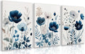 LLEEMPI Framed Navy Blue Floral Wall Art Set of 3, 12x16 Inch Canvas Prints | by Unknown