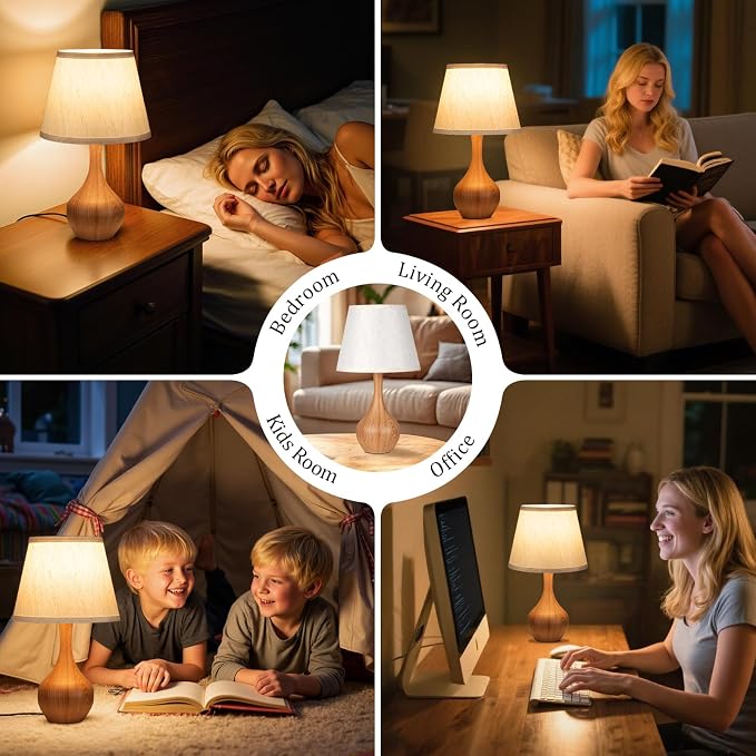 16.1" Touch Table Lamp for Nightstand, Dimmable Small Bedroom Lamp Set of 2 | - Image 6