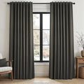 Topfinel 100% Blackout Linen Textured Curtains 84 inches Long Charcoal Gray by Topfinel