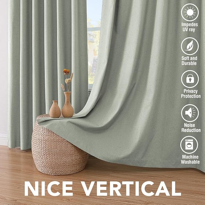 H.VERSAILTEX Linen Blackout Curtains 54 Inches Long 100% Absolutely Blackout - Image 7