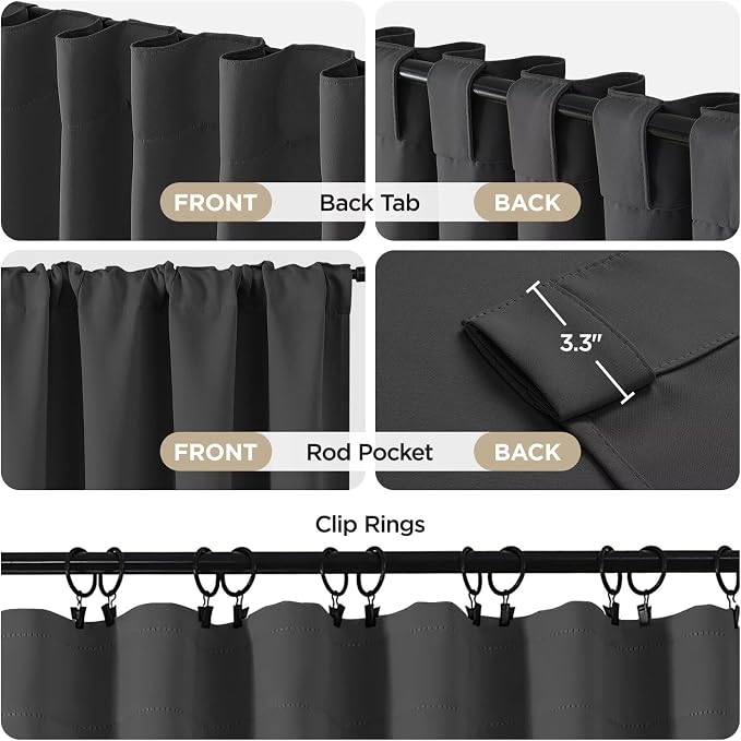 Joydeco Blackout Curtains 96 Inches Long, Thermal Insulated Black Out Curtains - Image 3
