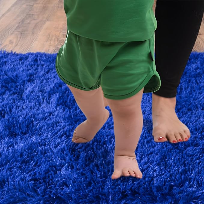 Soft Runner Rugs for Bedroom Hallways, 2x6 Royal Blue Fluffy Shag Throw Area - Image 4