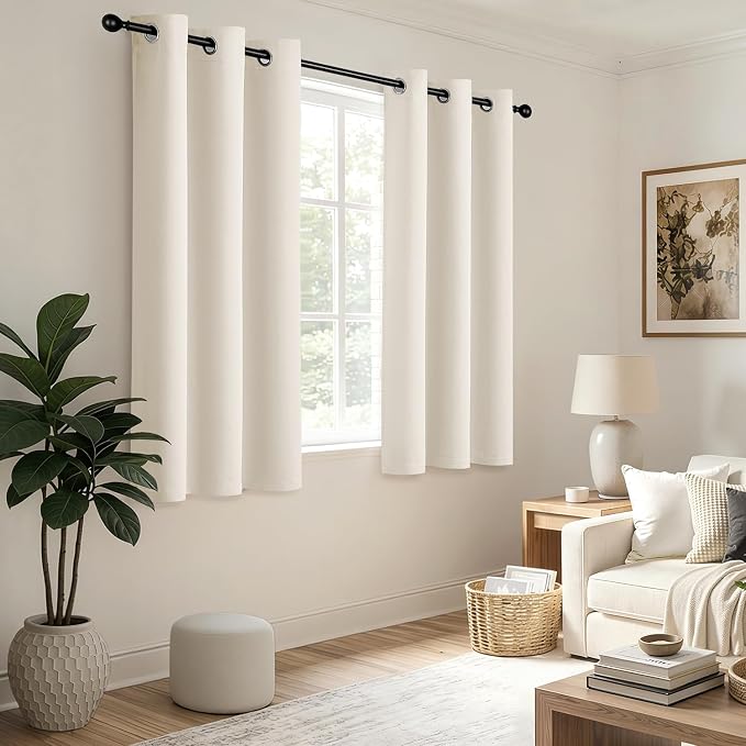 Beige White Blackout Curtains for Bedroom Living Room W40 x L63 Inch | 63 Inch - Image 5