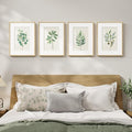 Framed Minimalist Sage Green Botanical Bedroom Wall art, 4 Piece 12x16 In | by Cuspin