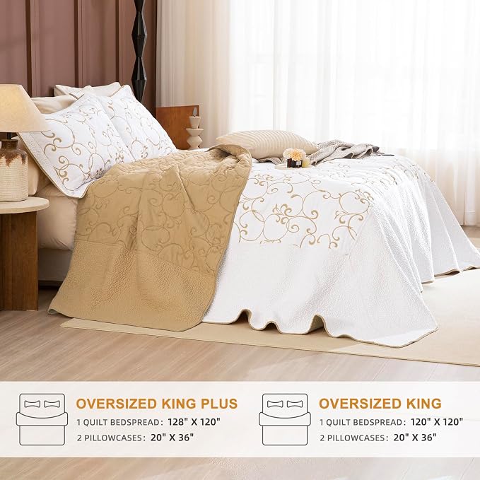 Lady Ann Oversized King 120x120 Quilt Bedspreads, 100% Cotton Embroidery - Image 6