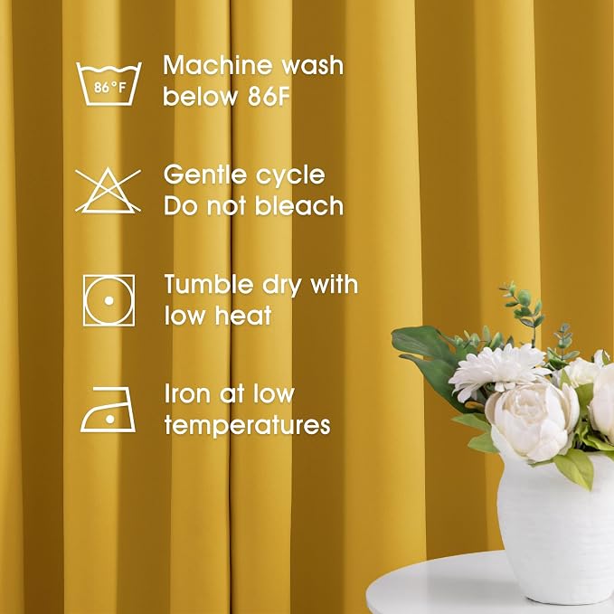 HOMEIDEAS Blackout Curtains 52 X 96 Inch Long Set of 2 Panels Mustard Yellow - Image 5