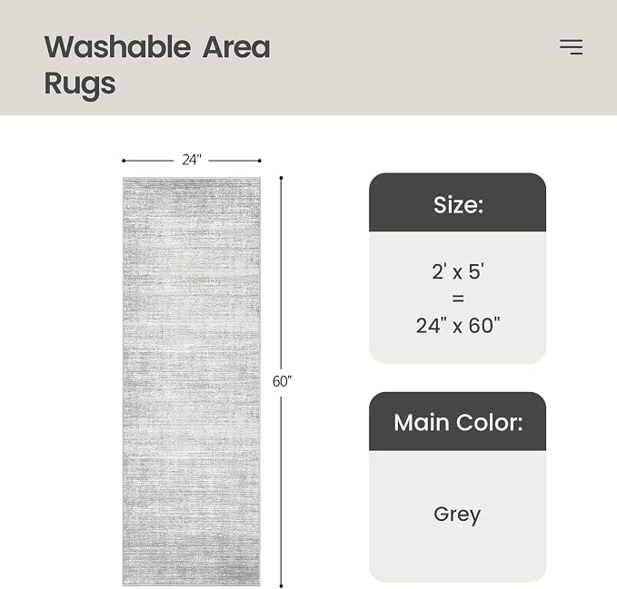 2x5 Rug Runners for Hallways, Washable Runner Rug Non Slip, Thin & Lighweight - Image 2