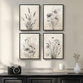 Framed Vintage Rustic Farmhouse Botanical Floral Wall Art, 4 Piece 11x14 In | by Cuspin