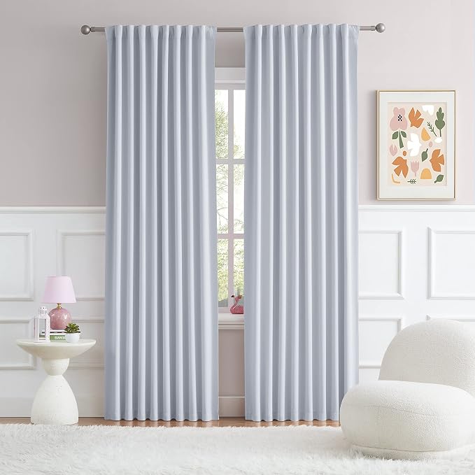 Silver Grey Blackout Curtains for Bedroom Thermal Insulated Window Treatment by DUALIFE
