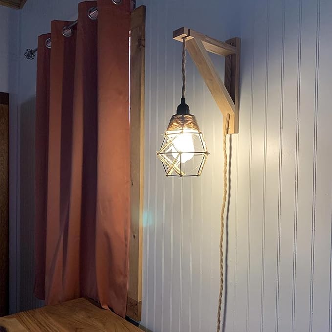 Frideko Plug in Wall Sconce Boho Farmhouse Hanging Wall Lamp - Image 7