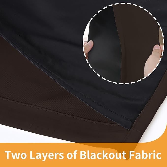 YoungsTex Dark Brown 100% Blackout Curtains 72 Inch Length, Room Darkening - Image 7