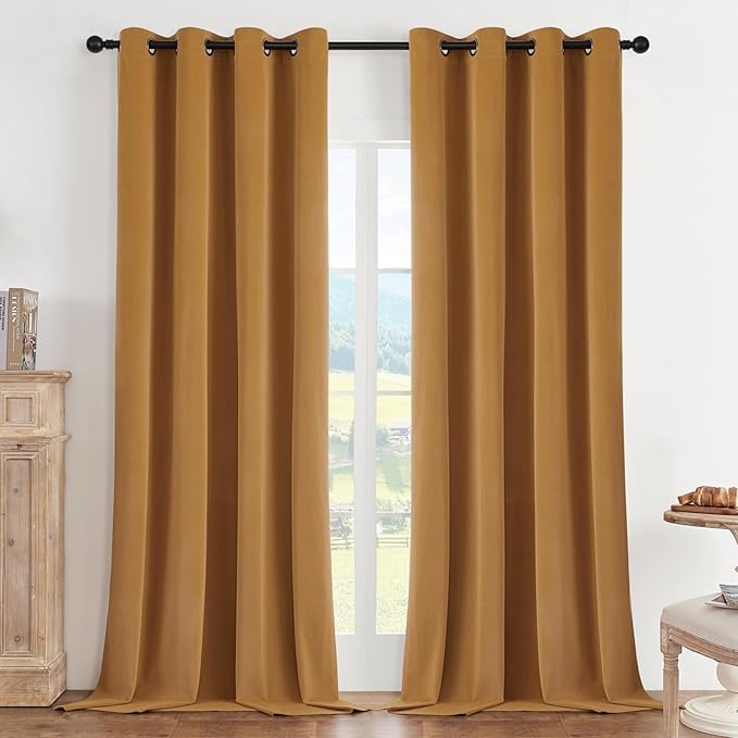 Joydeco 100% Blackout Curtains Velvet Black Out Curtain 84 Inch Drapes | by JOYDECO