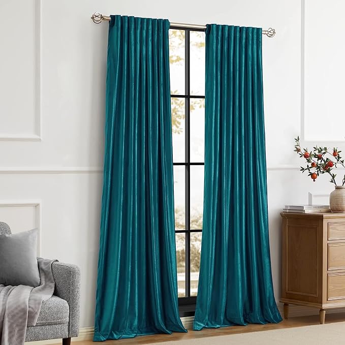 Elegant Teal Velvet Curtains 90 inches - Image 7