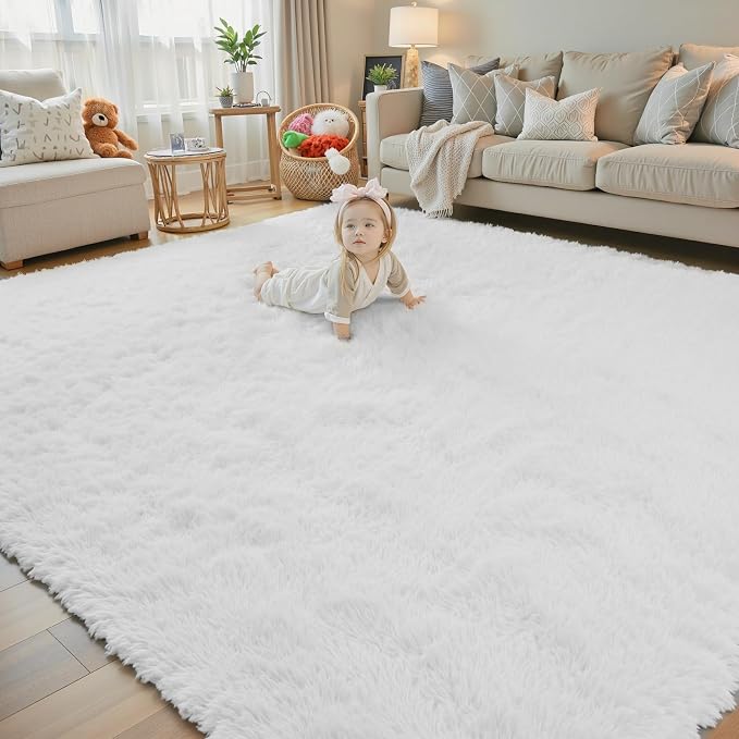 8x10 Area Rugs for Living Room, Fuzzy Plush Carpet for Bedroom Dorm Playroom by Junhejiamei