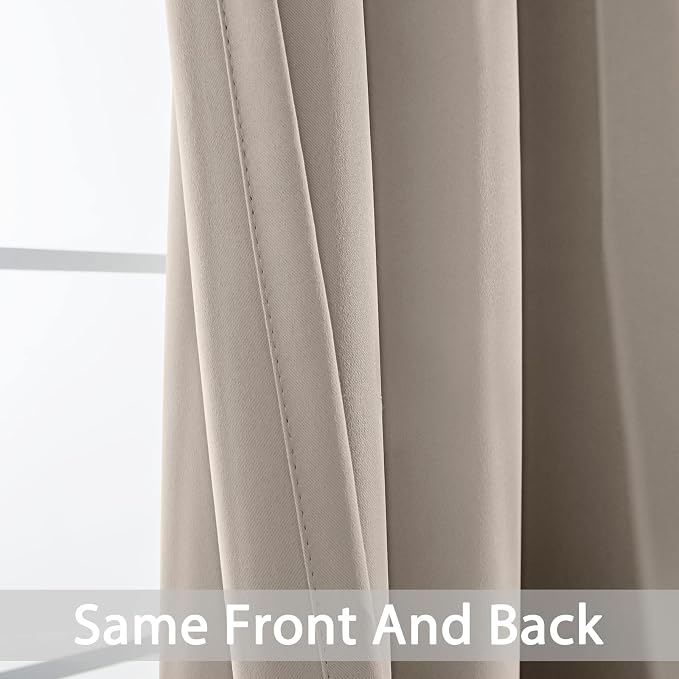 Yakamok Blackout Curtains 38x90 inch Natural Thermal Drapes-Bedroom | 2 panels - Image 4