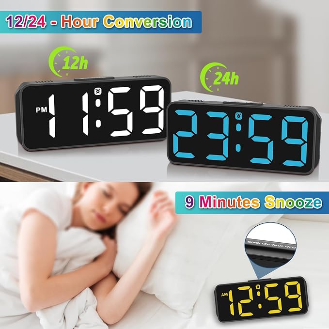 Peakeep Small Cute Digital Alarm Clock Plug-in - Image 6