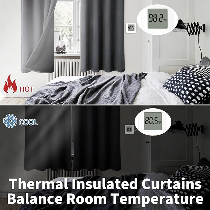 BGment Dark Grey Blackout Curtains - Image 4
