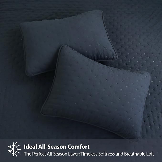 ROARINGWILD Navy Blue Twin Size Quilt Bedding Set - Image 4