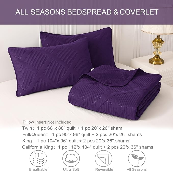 Exclusivo Mezcla Quilt King Size, Deep Purple | Soft Bedspreads - Image 6