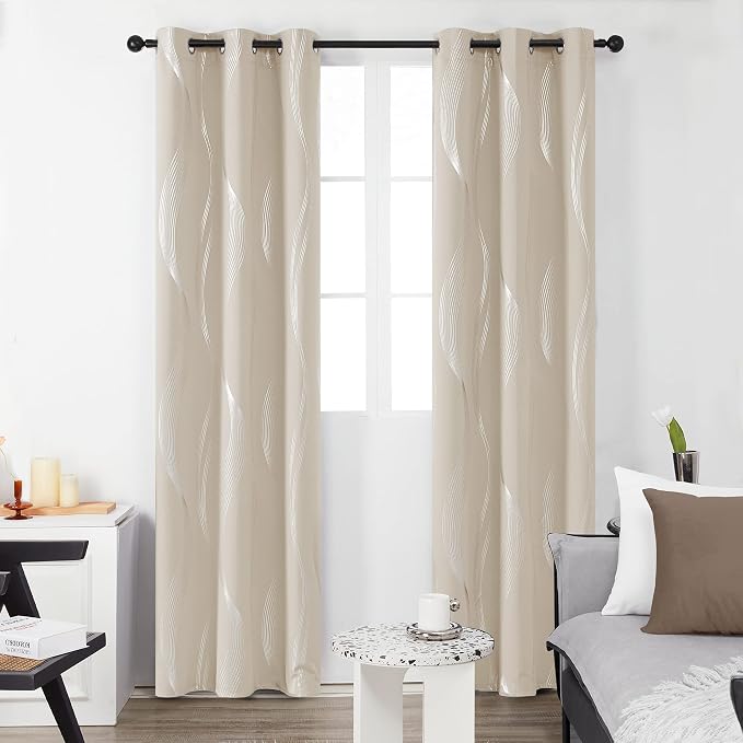 Deconovo Curtains for Living Room, Pattern Blackout Curtains 84 Inches Long | - Image 2