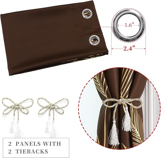 Brown Blackout Curtains for Living Room 84 Inch Length 2 Panels Set, Thermal - Image 4