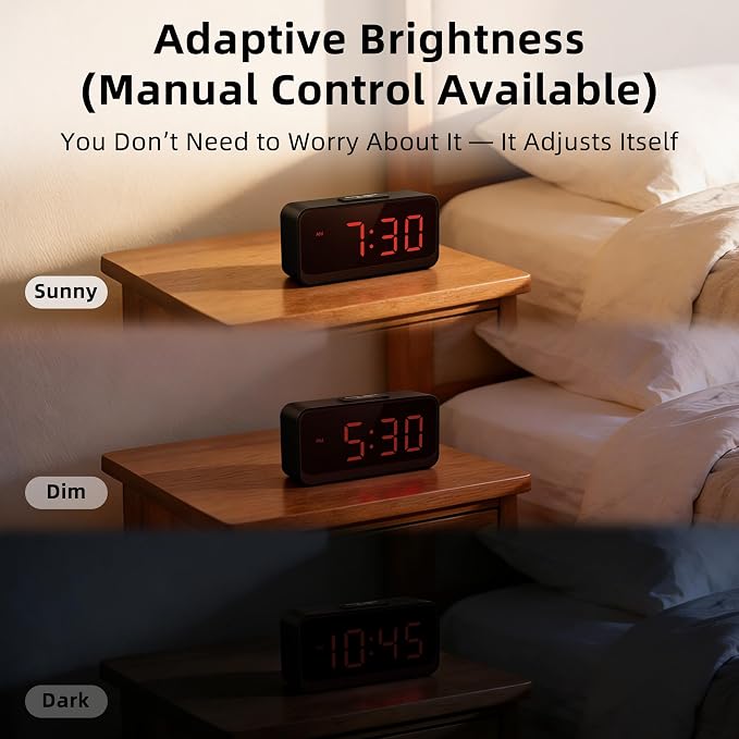 Battery Operated Small Alarm Clock: Compact Cordless Design | Digital Large - Image 6