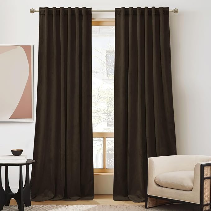 RYB HOME Velvet Curtains 102 inches Long, Extra Long High Ceiling Curtains | by RYBHOME