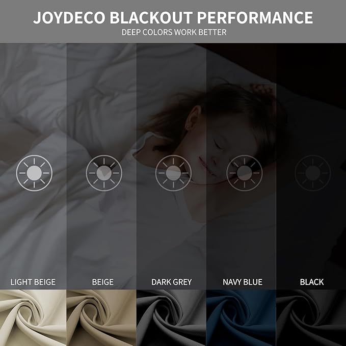 Joydeco Blackout Curtains 95 Inch Length 2 Panels Set, Thermal Insulated Long - Image 2