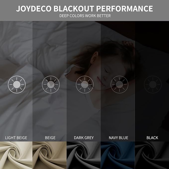 Joydeco 60% Blackout White Curtains 90 Inch Length 2 Panels Set, Thermal - Image 8
