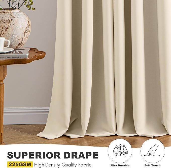 MIULEE Blackout Curtains for Bedroom 2 Panels 29 x 40 Inch Long Cream Beige | - Image 5