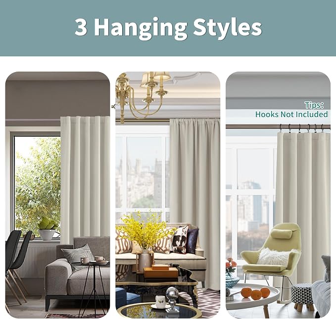 BGment 100% Room Darkening Thermal Insulated Blackout Curtains 95 Inches Long - Image 3
