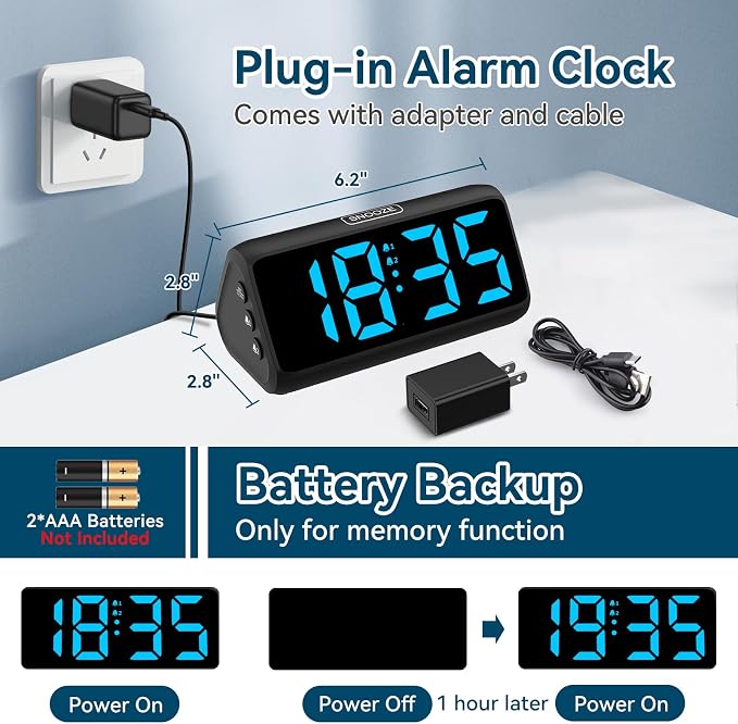 Digital Alarm Clocks for Bedrooms, Loud Alarm Clock - Image 5