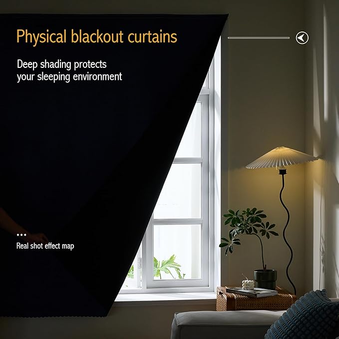 AJAZZ 100% Blackout Self Adhesive Curtains Small Window Short Temporary Black - Image 4