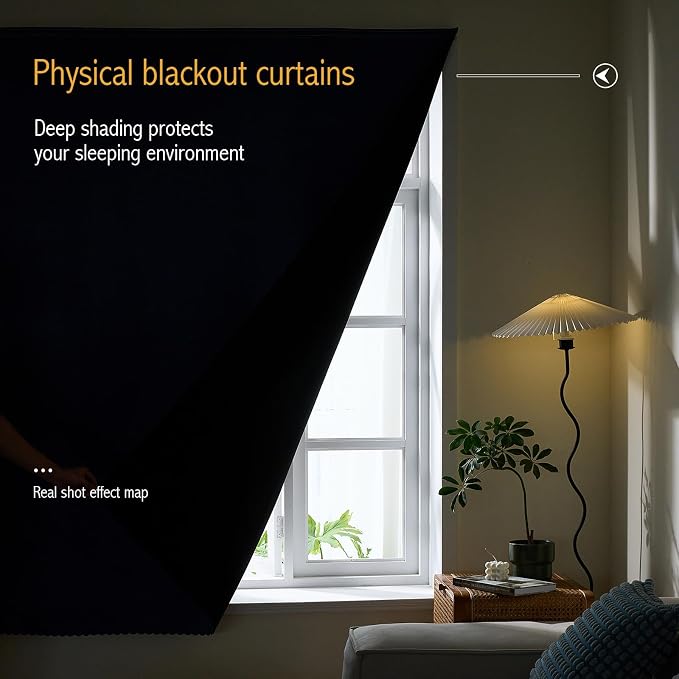 AJAZZ 100% Black Out Curtains Adhesive Blackout Temporary Curtain No Drilling - Image 4