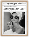 iHery 12x16in Audrey Hepburn Better Late Than Ugly Framed Bathroom Art | by iHery