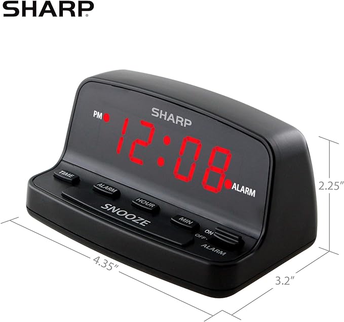 Sharp Digital Alarm Clock with Keyboard Controls, Large Snooze - Image 5