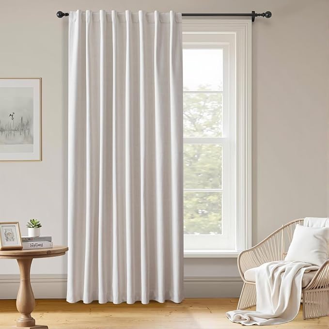 100% Blackout Curtains 108 inch Length1 Panel Faux Linen Long Drapes by Zyvola