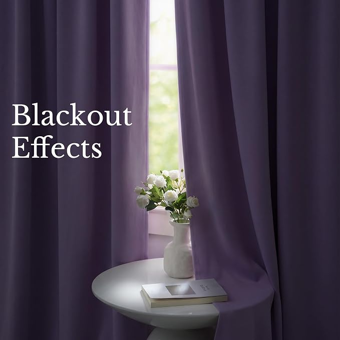 NICETOWN Lavender Purple 68 Inches Long Room Darkeninf Curtains 2 Panels - Image 5