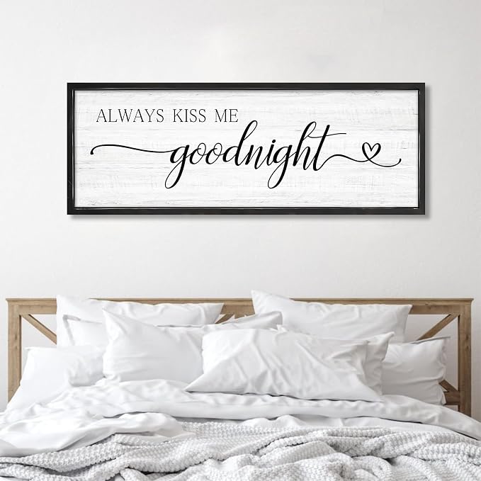 Always Kiss Me Goodnight Wall Sign Above Bed 41.3''×15'' Large Farmhouse Wall - Image 4