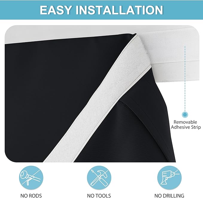 RYB HOME Blackout French Door Curtain, No Drill, W26 x L72, 1 Panel | Self - Image 2