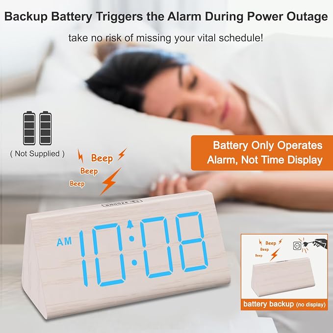 DreamSky Wooden Digital Alarm Clock - Image 4