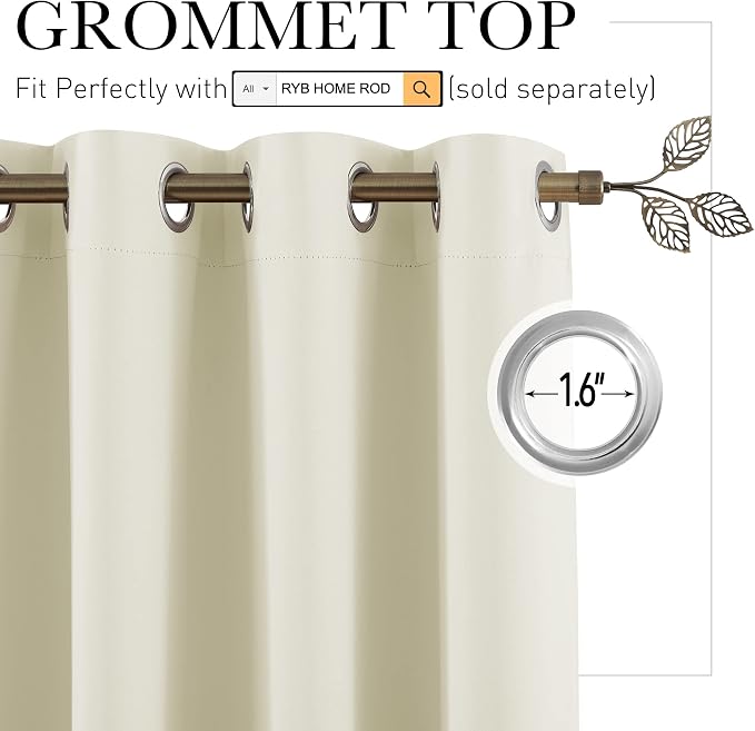 RYB HOME Privacy Curtain for Sliding Glass Door Living Room Locker Bedroom | - Image 2