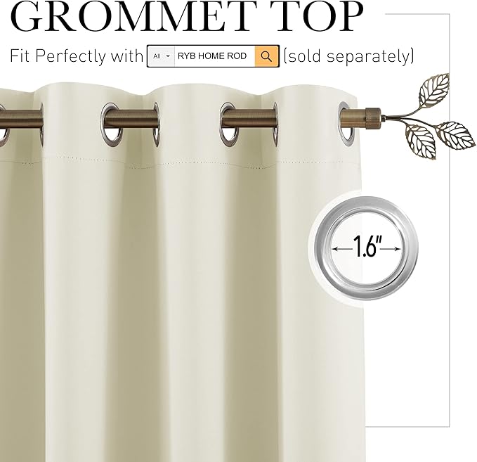 RYB HOME Privacy Curtain for Sliding Glass Door Locker Room Basement Closet | - Image 2