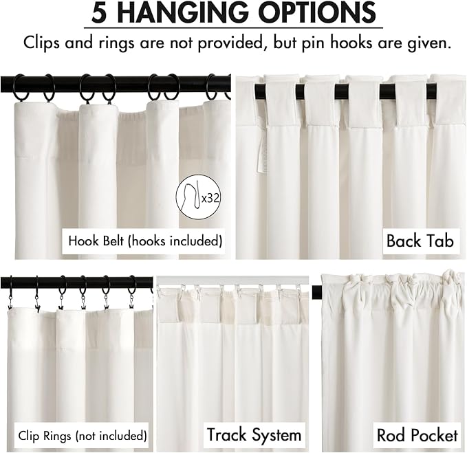MIULEE Velvet Curtains 50W x 63L 2 Panels Ivory Blackout Curtains | Luxury - Image 2