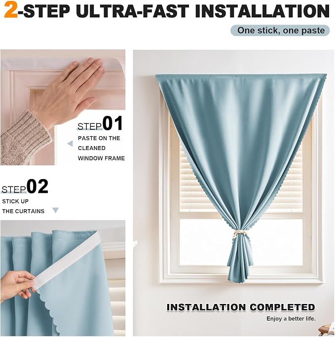 Self Adhesive Curtains, No Drilling Curtains, Easy Installation - Image 2