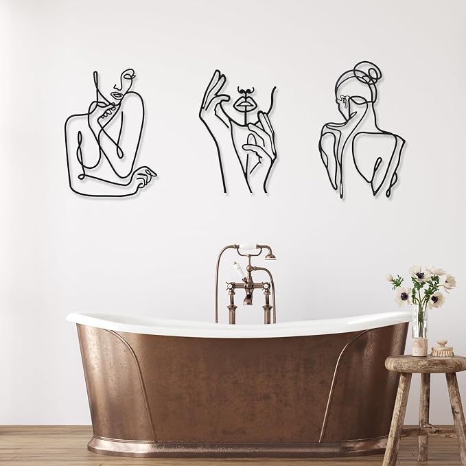 Photect 3 Pcs Metal Wall Art Decor Minimalist Abstract Woman Wall Art Metal - Image 6